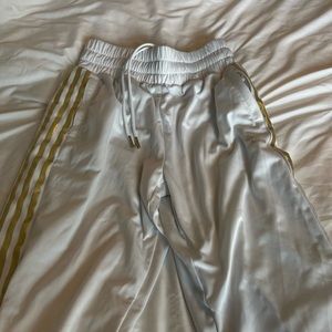 Adidas white and Gold pants